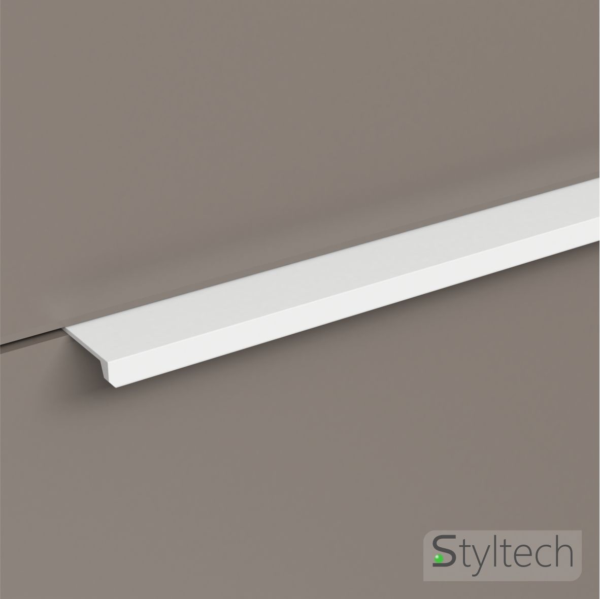 Uchwyt meblowy krawędziowy BIAŁY MAT 280mm Wysokość produktu 1.8 cm