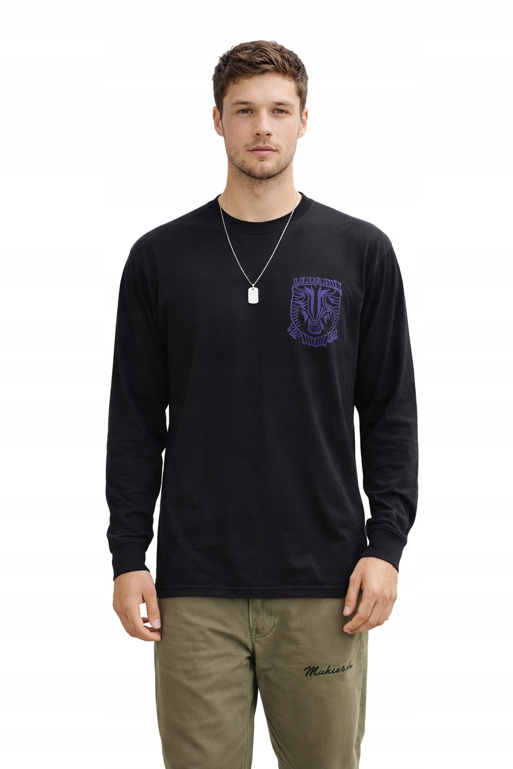 Maharishi Černé Tričko S Dlouhým Rukávem S Potiskem Bavlna XL I2D