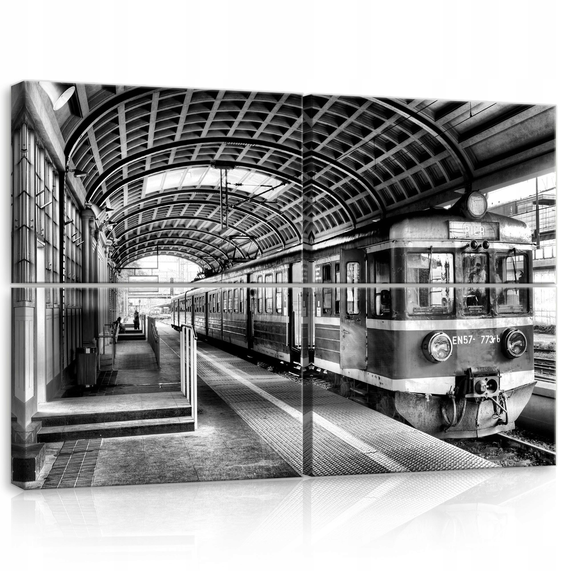 Obraz 120x80 Vlak stanica nástupište čiernobiele mesto architektúra cestovanie