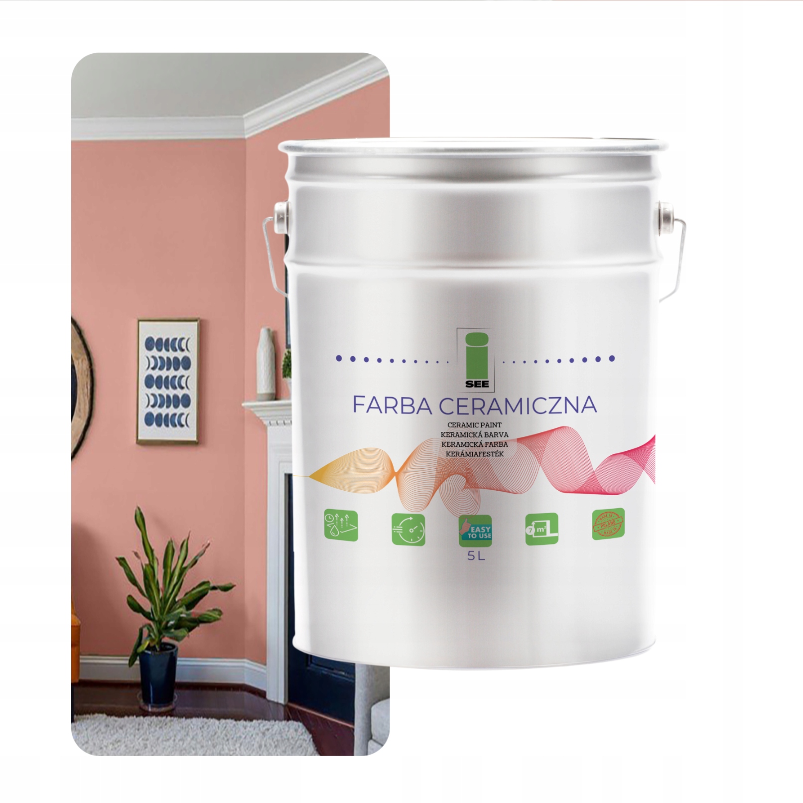 Keramická Farba Na Steny Ružová Umývateľná Púdrová Ružová 5 L Odolná Voči Škvrnám