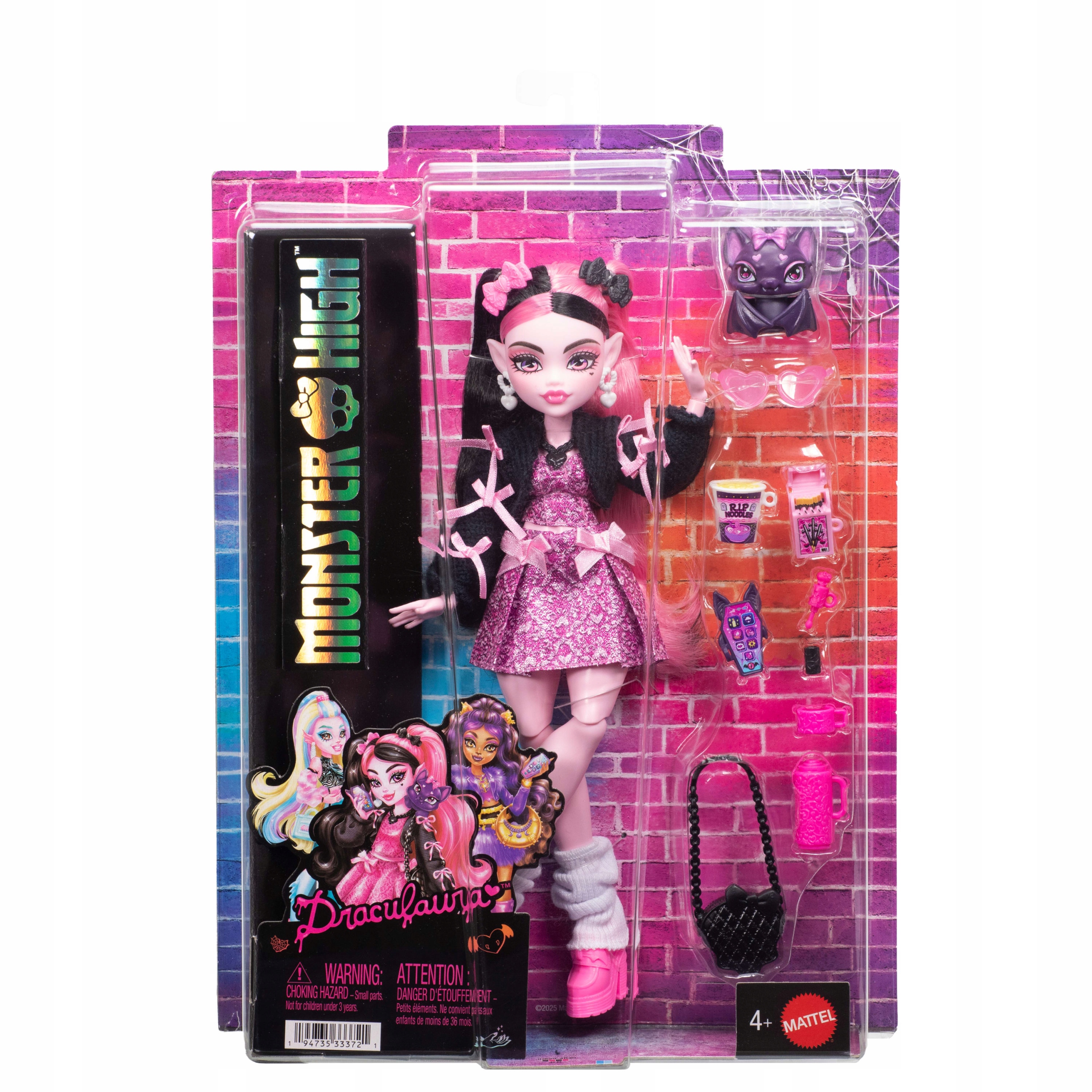 Lalka modowa Monster High Draculaura czarna z akcesoriami 30 cm