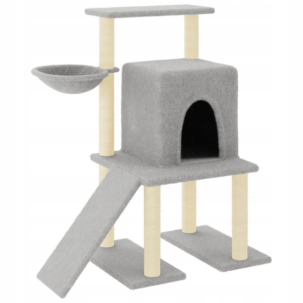 Škrabadlo pro kočky víceúrovňové 84,5x54x96,5 cm, světle šedé