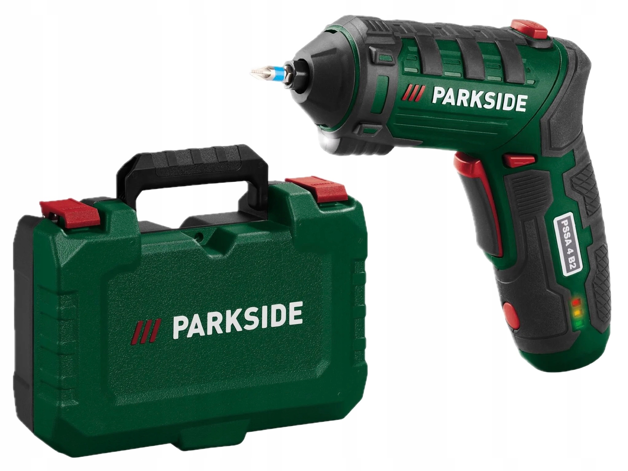 Parkside aku wkrętak/wkrętarka z latarką 10Nm 4V w walizce Pssa 4 B2