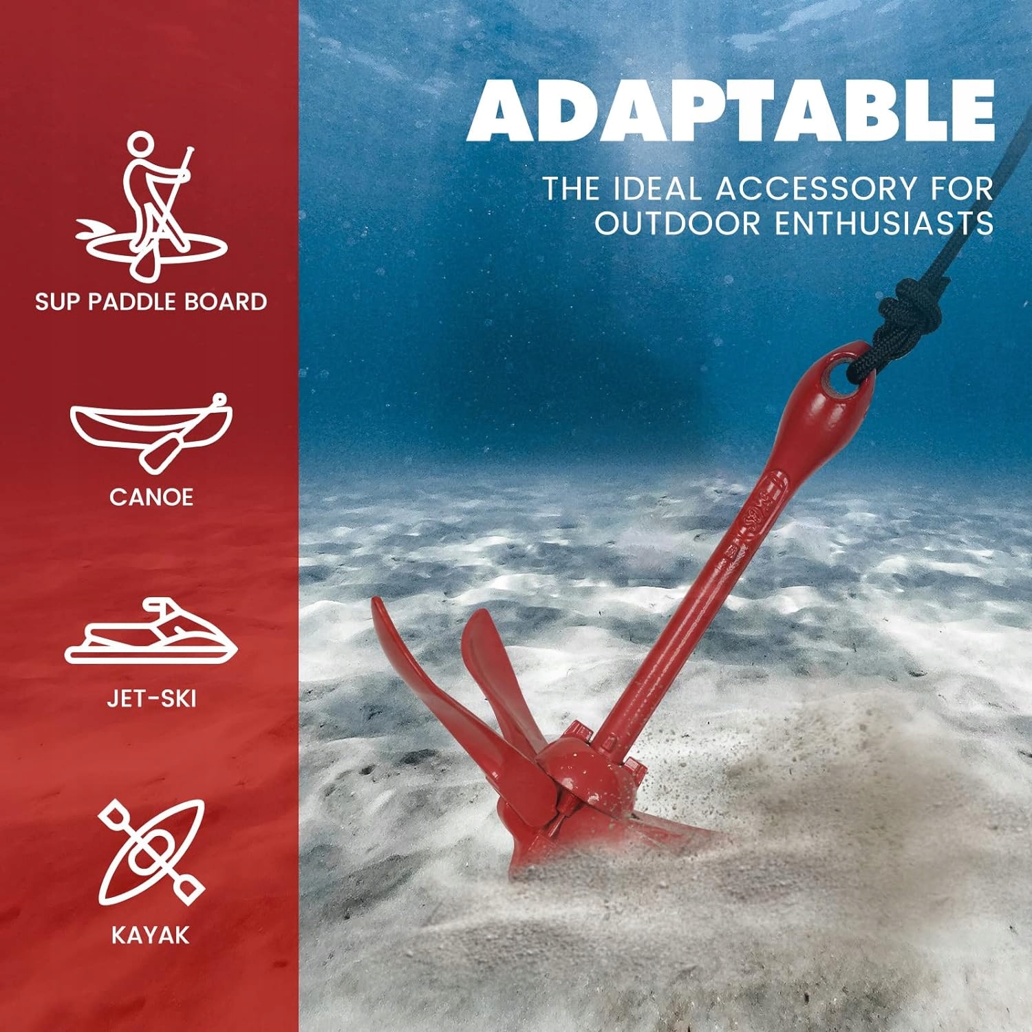 KOTWICA SKŁADANA POWLEKANA + LINA 12m + ETUI DO SKUTERA WODNEGO SEA-DOO Stan opakowania oryginalne