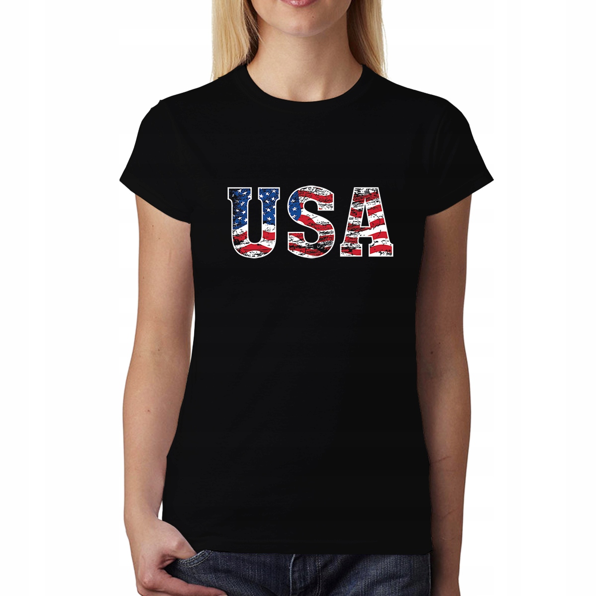 

Usa Flaga T-shirt Damski Czerń M