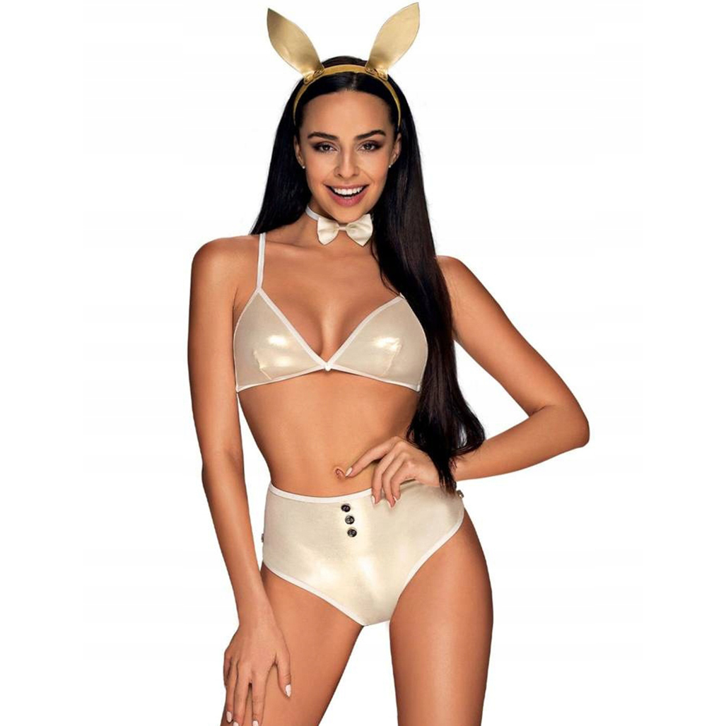 Zlatý kostým sexy králíčka Bunny Set Neo Goldes S/m