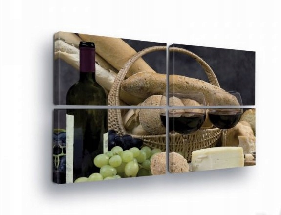 Obraz 120x80 Mŕtva príroda víno chlieb syr ovocie jedlo kuchyňa jedáleň