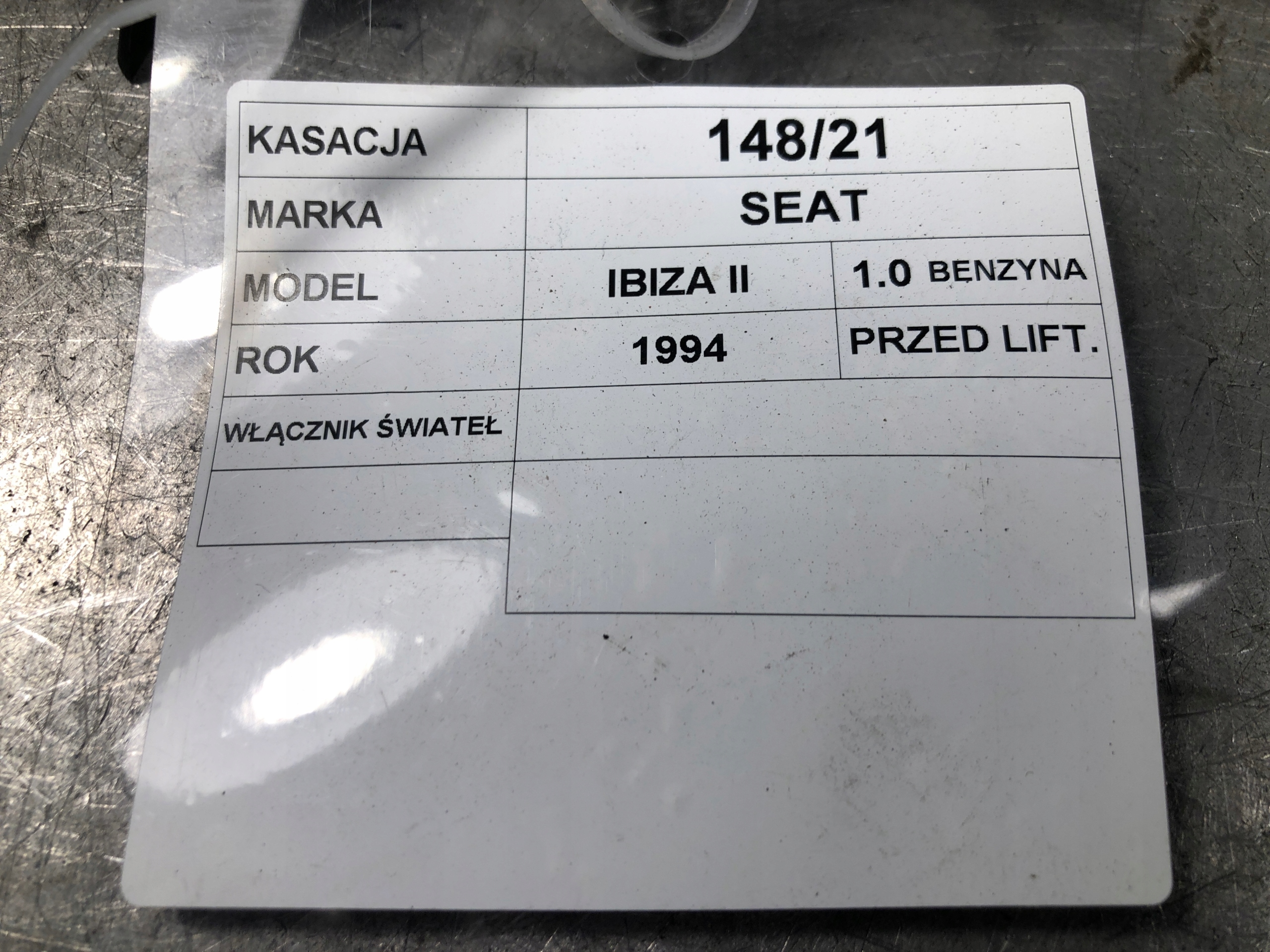 INTERRUTTORE LUCI SEAT IBIZA II 6K1941531B