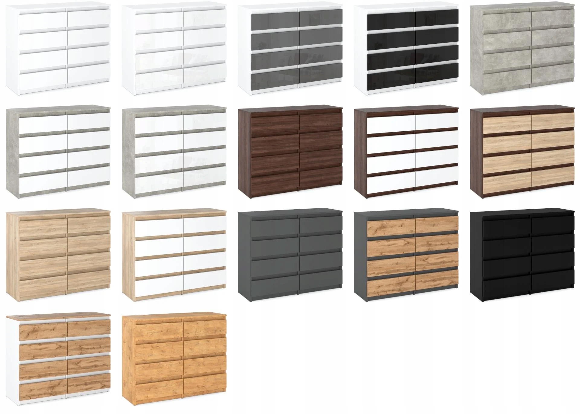 Duża Komoda Czarna z 8 Szufladami 120 CM Pojemna Szafka Rtv Meble Do Salonu Materiał płyta laminowana