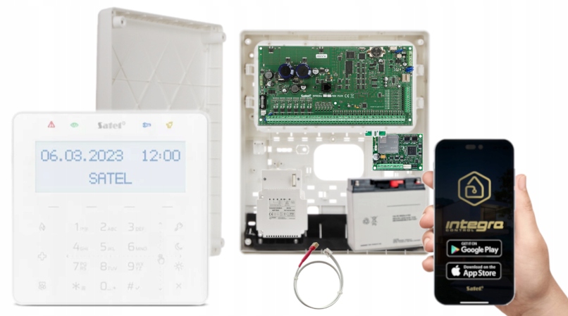 System Alarmowy Integra 256 Plus Satel Aku Gsm Lte Manipulator LCD Dotyk