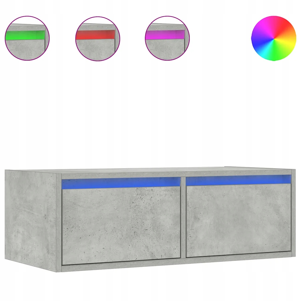 Szafka pod Tv z oświetleniem Led, szarość betonu, 75x35,5x25 cm