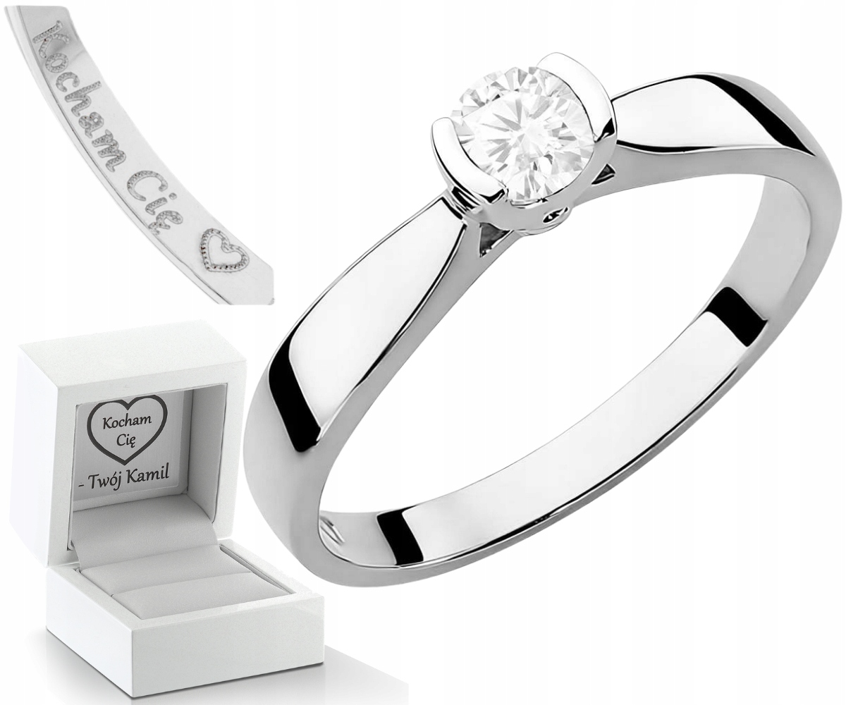 Klasický Prstýnek S Laboratorním Briliantem, Bílé Zlato Gravírování