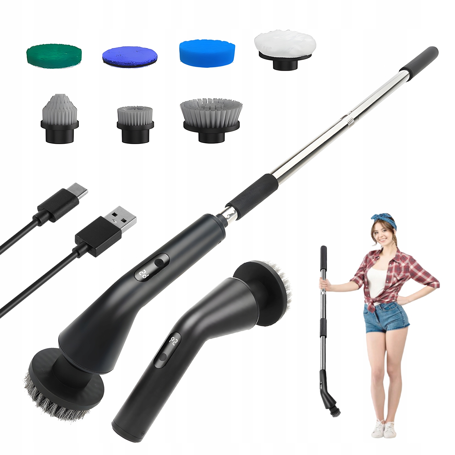 Levně Sada Elektrického Čisticího Kartáče Se 7 Vyměnitelnými Hlavicemi IPX7