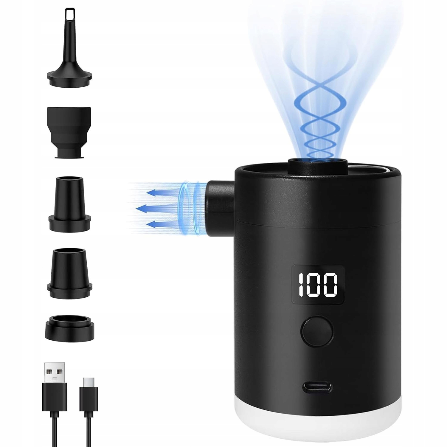 Mini Pompka Elektryczna 2w1 Lampką Do Materaca Basenu Odsysacz Powietrza
