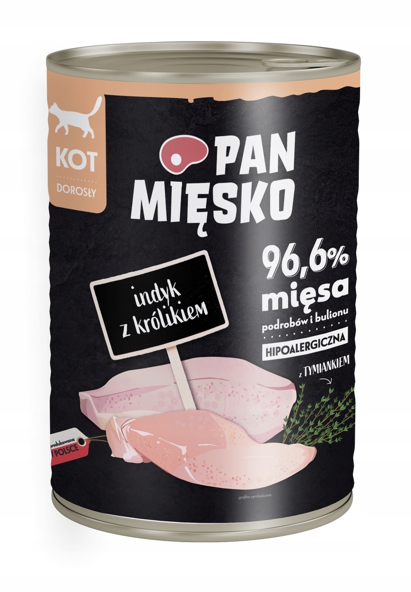 Pan Mięsko karma dla kota Indyk z królikiem 400g