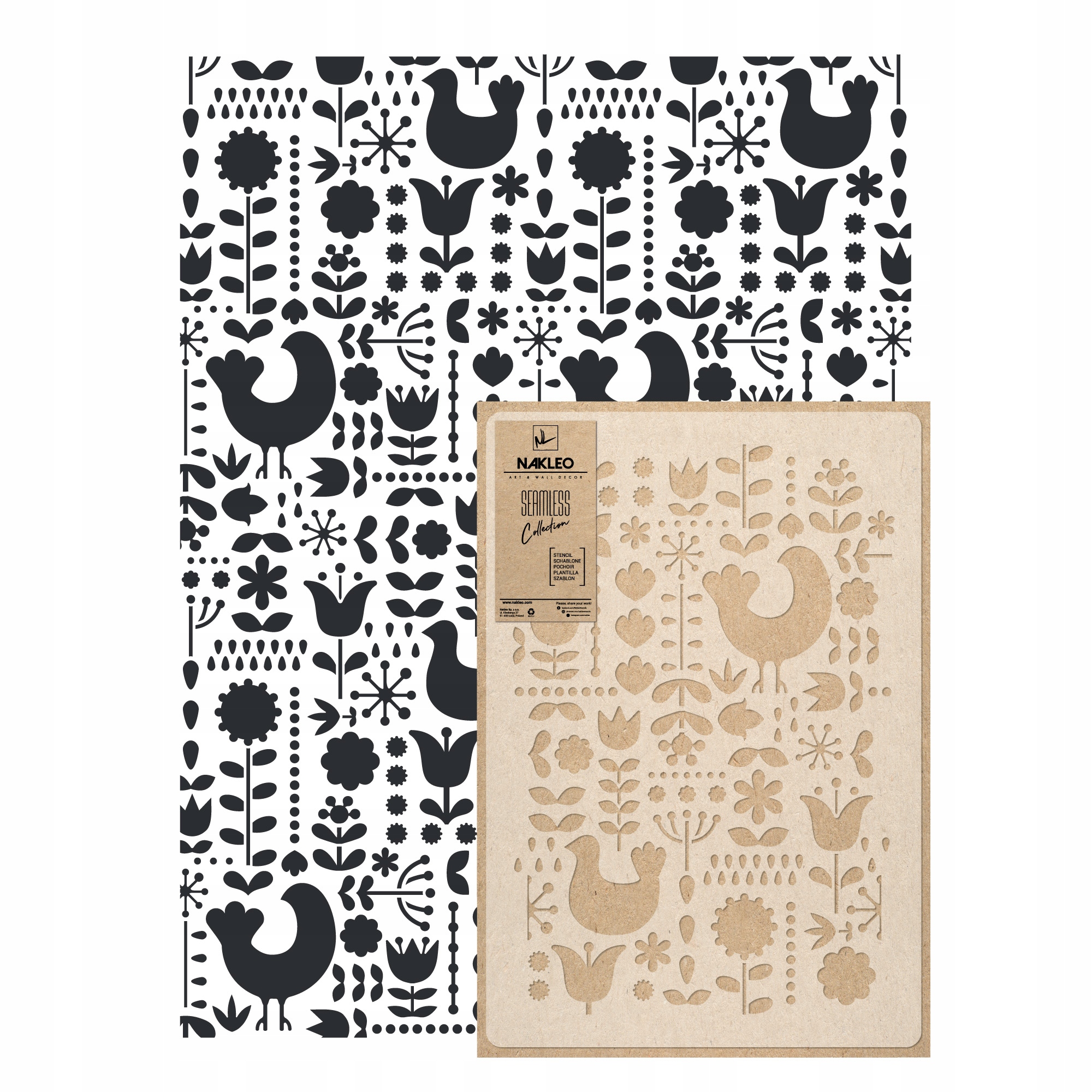 Opakovatelná malířská šablona Opakovaně Použitelný 59x95 cm Tapeta Polský Folklor