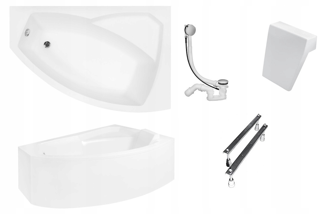 

Besco Rima wanna 140x90 prawa+OBUDOWA+ZAGŁÓWEK+SYF