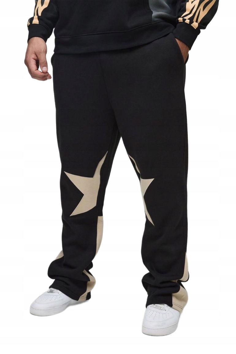 Boohooman Teplákové Kalhoty Plus Size Černé Se Zavazováním 4XL Z3A