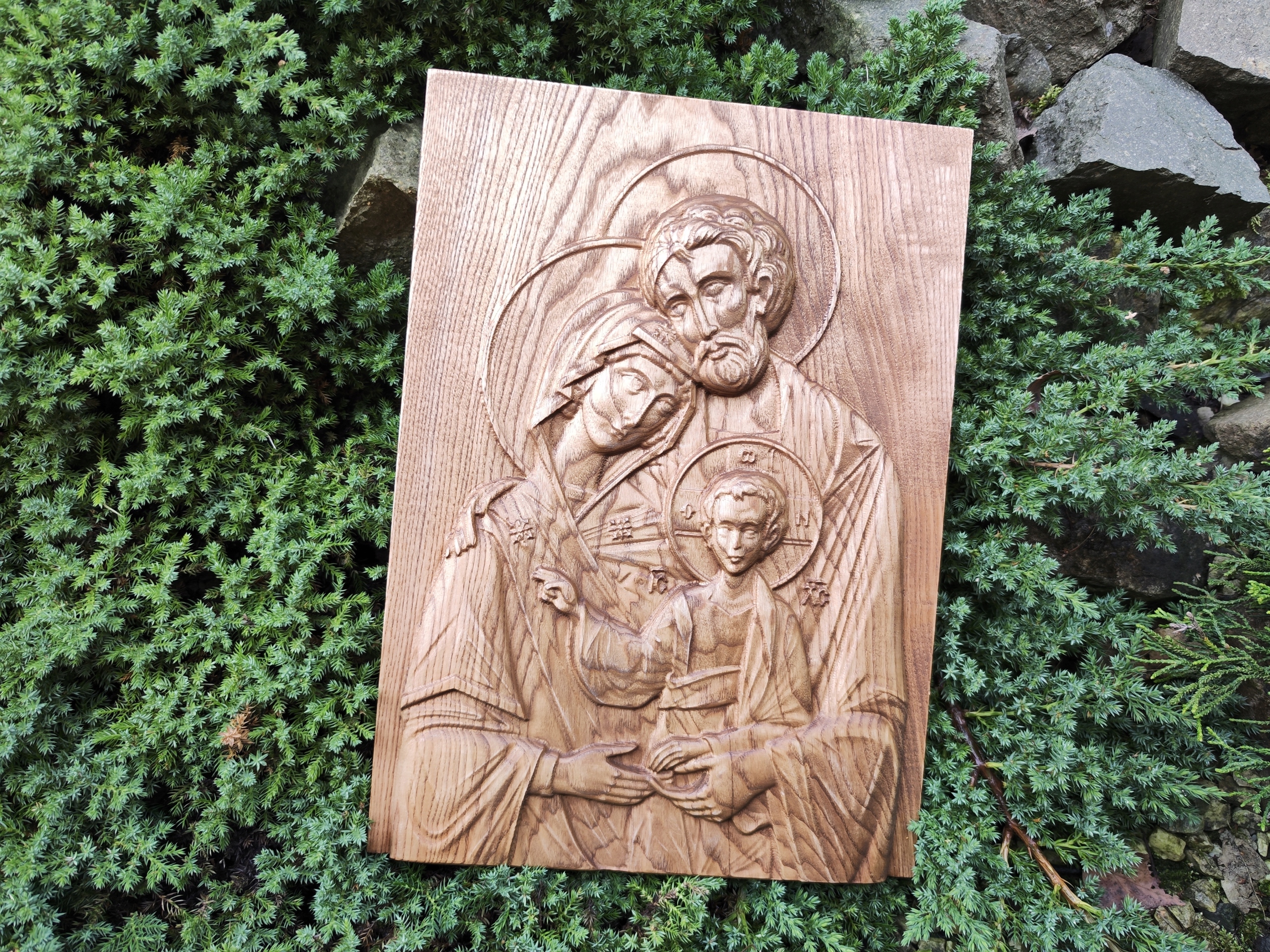 Obraz Svaté Rodiny dřevěný reliéf Svatá rodina V dárek svatba