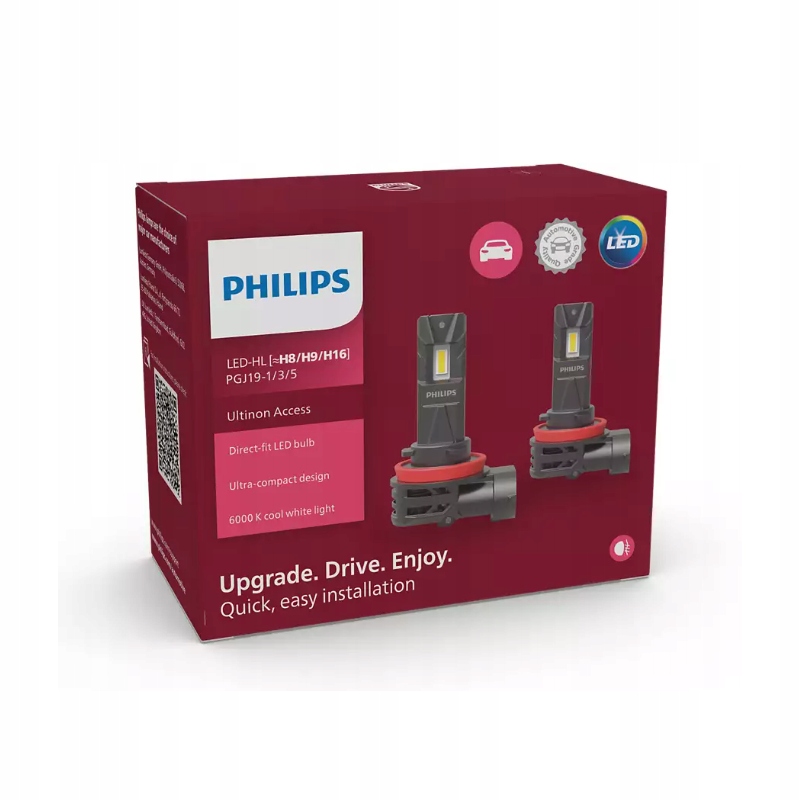 Żarówki Led H8/H9/H16 12V 20W PGJ19-1/3/5 Philips Ultinon Access 2500, 2 sztuki