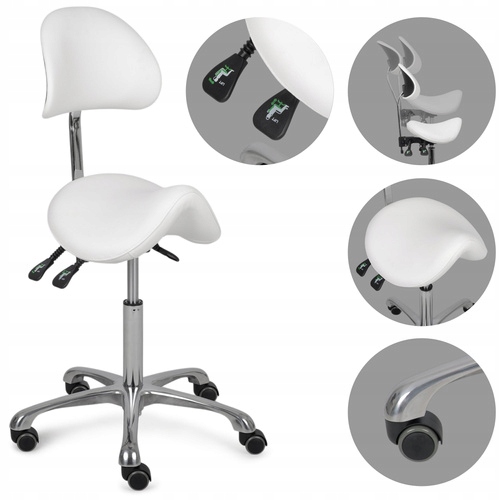 Taboret Na Kółkach Obrotowy Z Oparciem Diana Siodło Do Gabinetu Habys