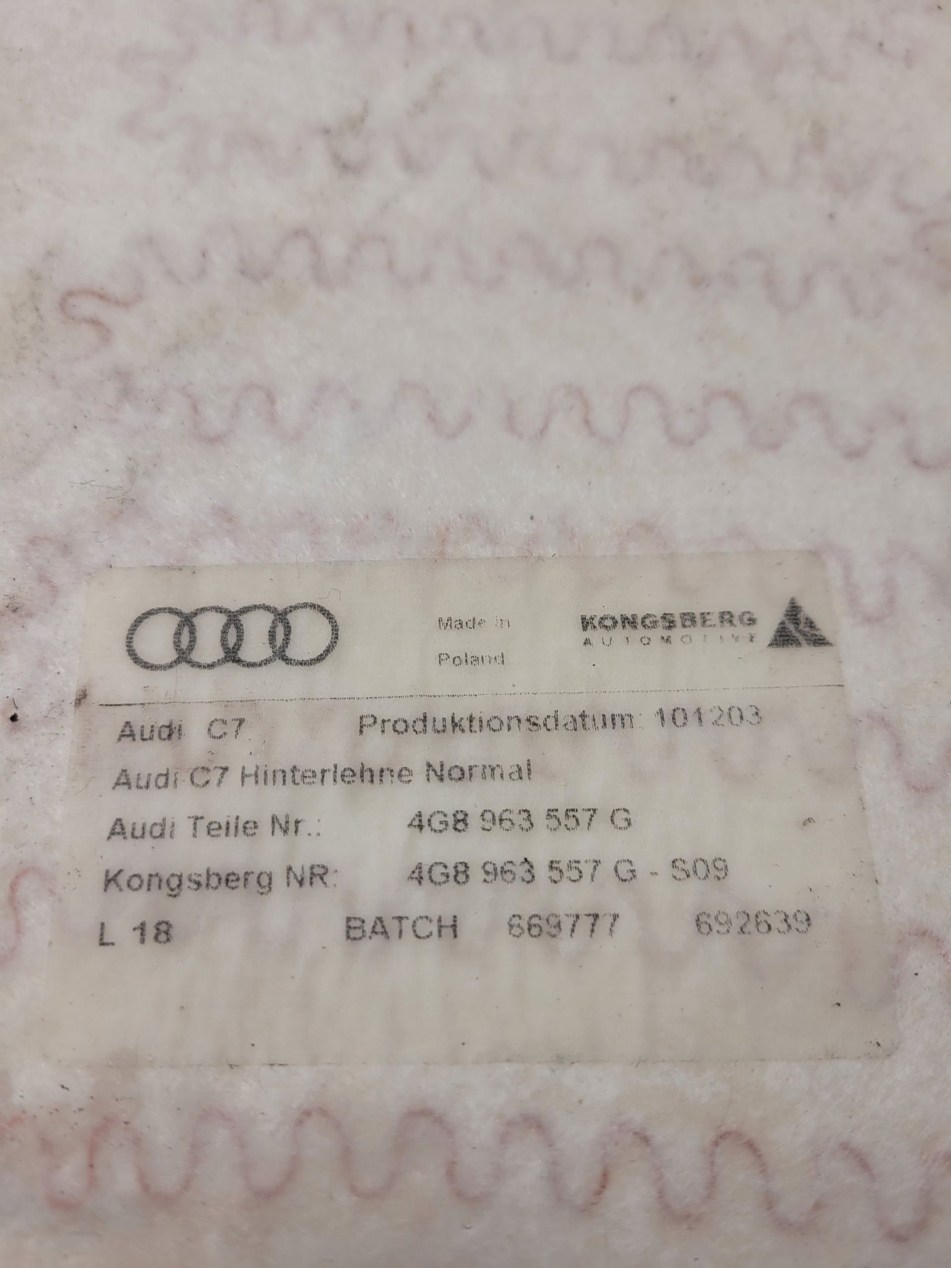 MATA GRZEWCZA SITZ GORA AUDI A6 C7 A7 4G8963557G