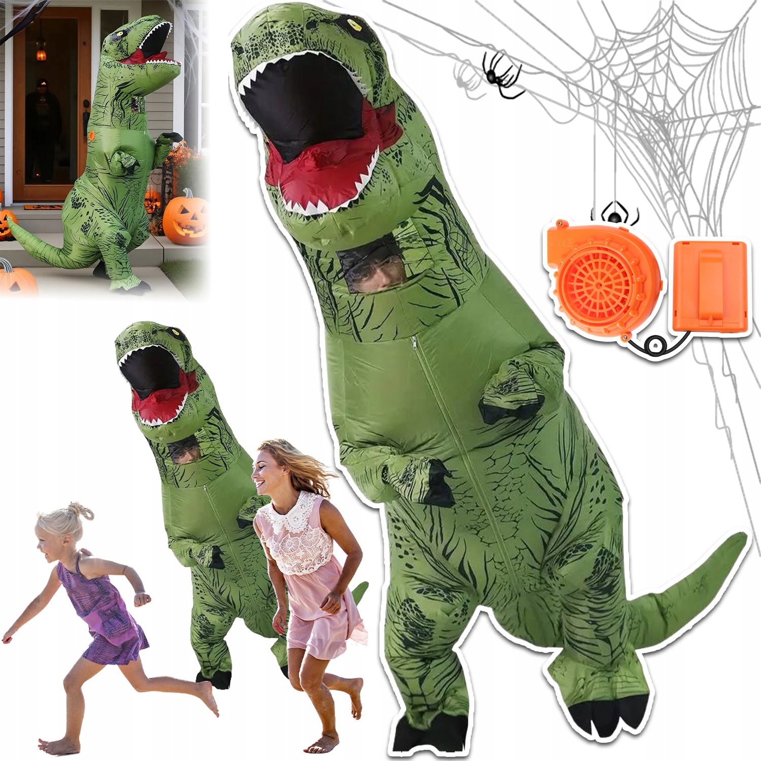 Kostým Dinosaurus T-rex Nafukovací Karnevalový Kostým Dospělý 155-190 CM Trvanlivý