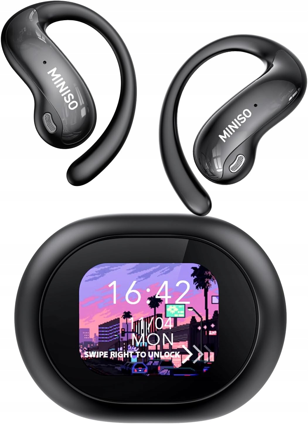 Słuchawki Bezprzewodowe Ows z Ekranem LCD Tłumacz Bluetooth Miniso