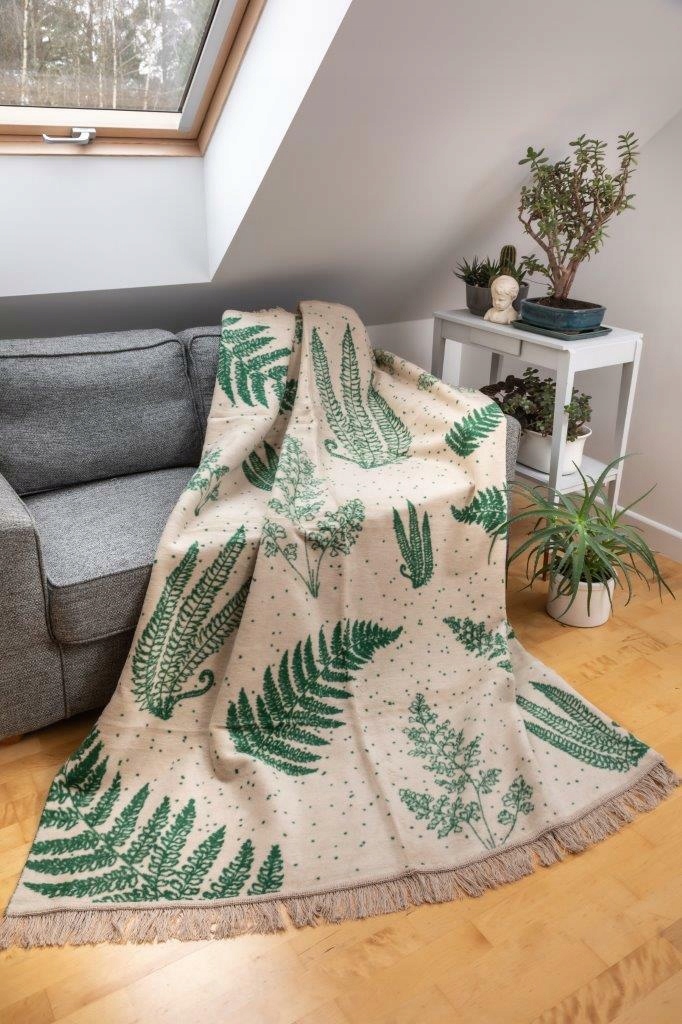 Akrylová bavlněná deka 150x200 béžová zelená