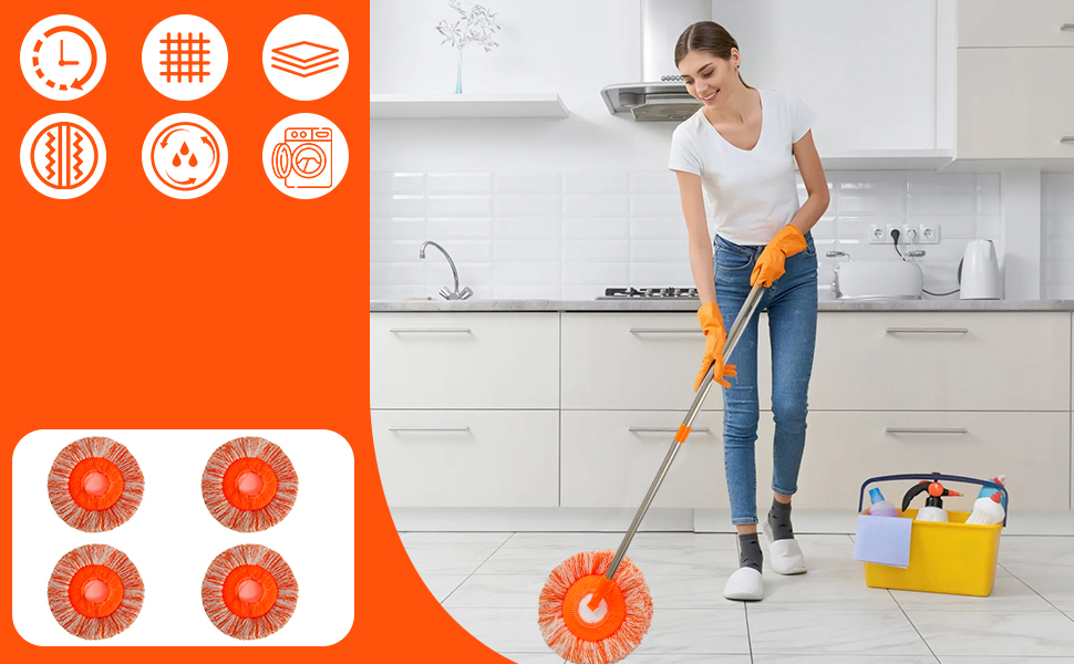 MOP DO MYCIA PODŁOGI SAMOCHODU 4 GŁÓWKI MOPA MIKROFIBRA ZDEJMOWANY 190CM EAN (GTIN) 0882696000577