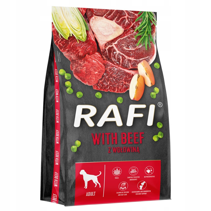 Rafi Pełnoporcjowa Karma Sucha z Wołowiną 10kg Dla Dorosłych Psów
