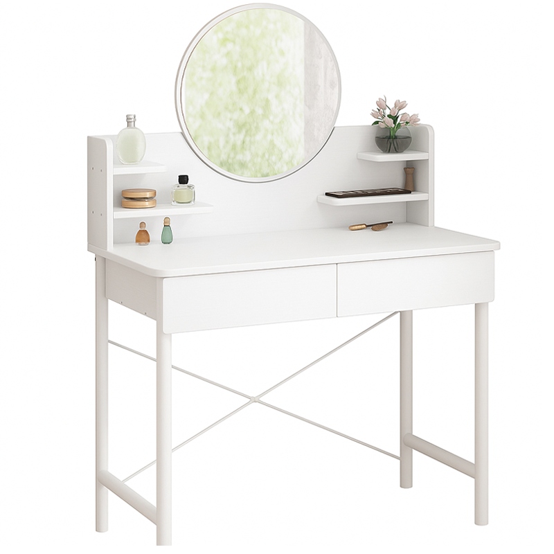 Toaletní Stolek V Bílé Ložnici S Se Zrcadlem A Moderními Zásuvkami