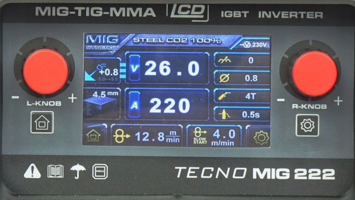 Migomat Spawarka IDEAL TECNO MIG 222 LCD MIG/TIG/MMA SYNERGIC ALU Kod producenta TMIG222LCD