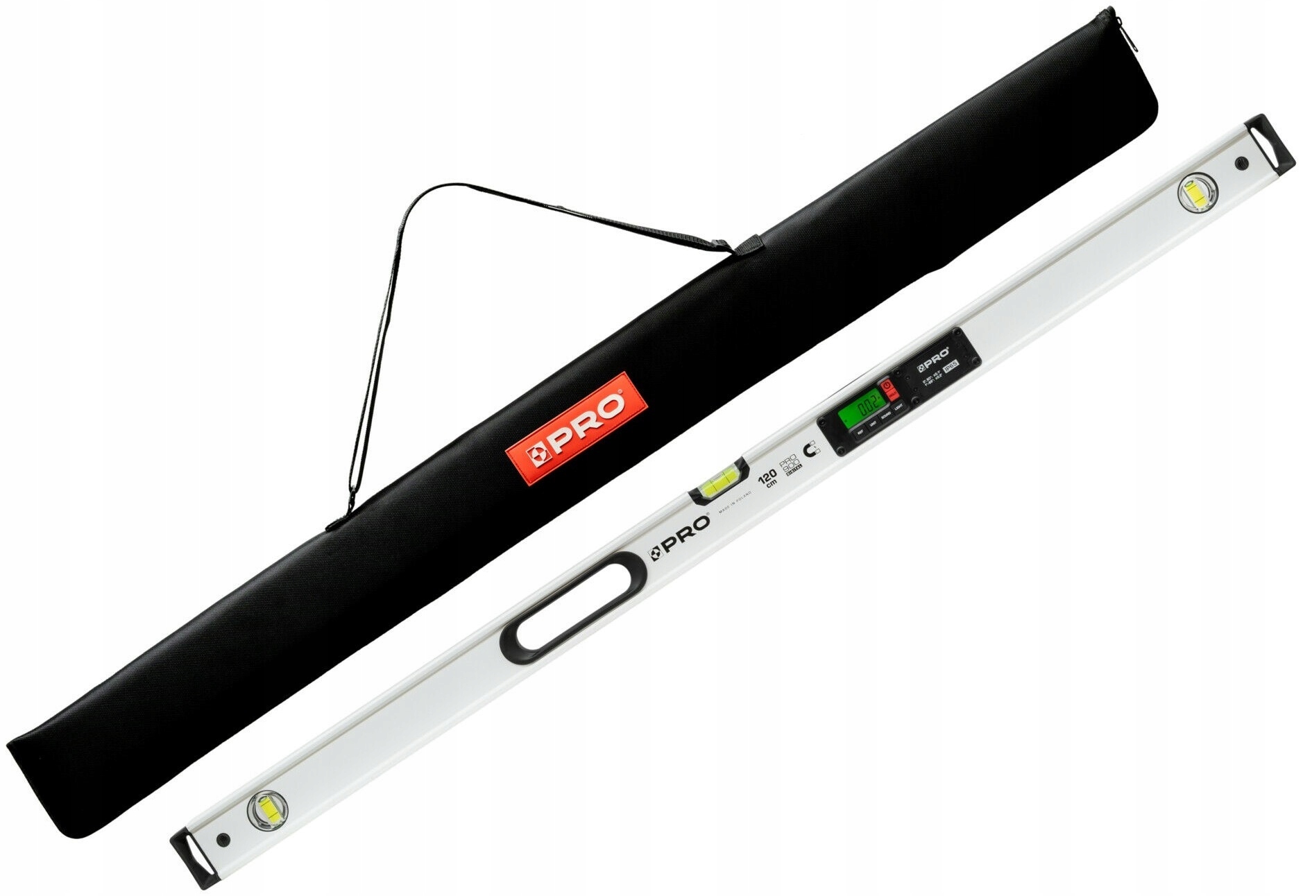 Poziomnica 180cm elektroniczna IP65 z magnesami PRO900 Digital 180cm biała