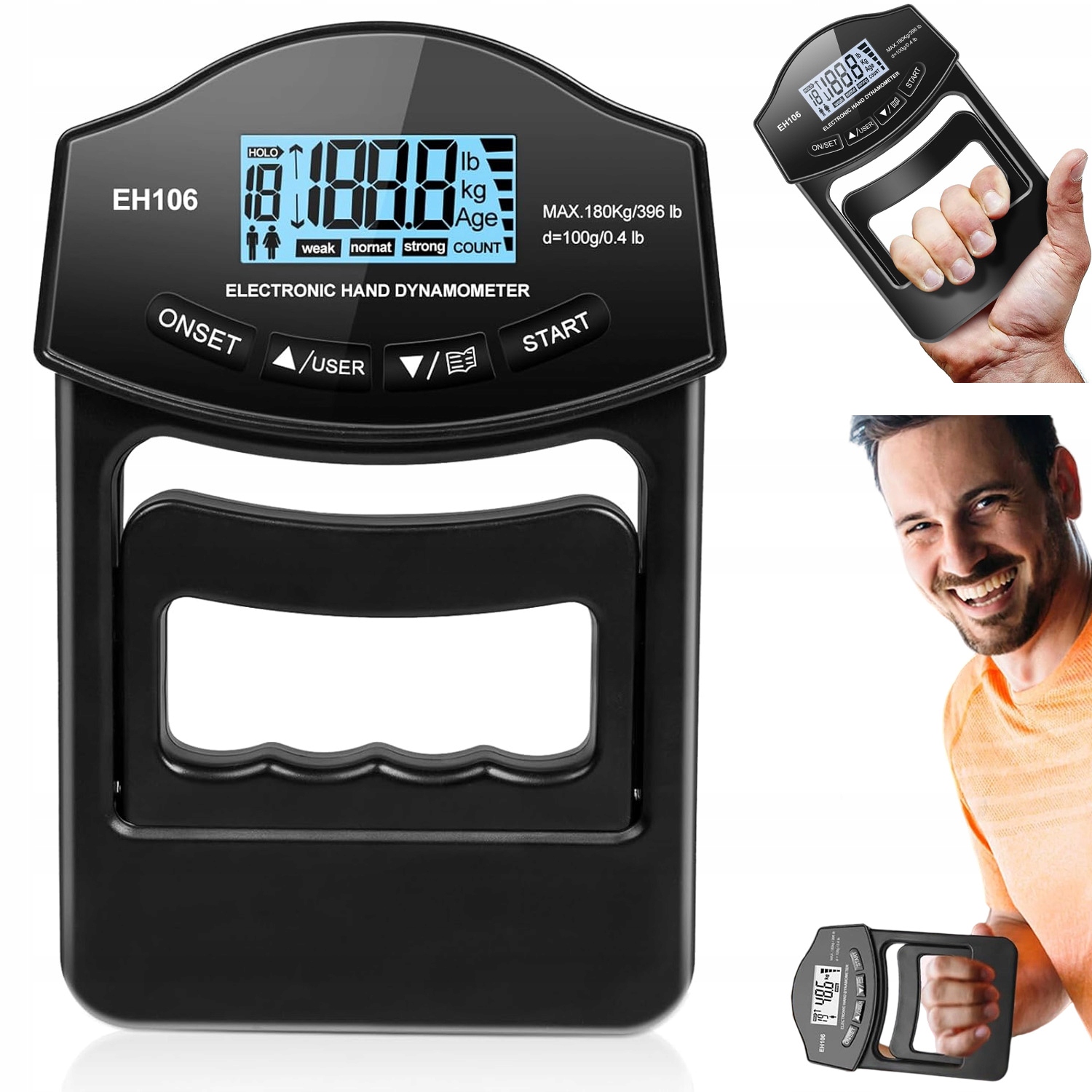 Dynamometr Tester siły ściskacz chwytu 120kg wyświetlacz cyfrowy