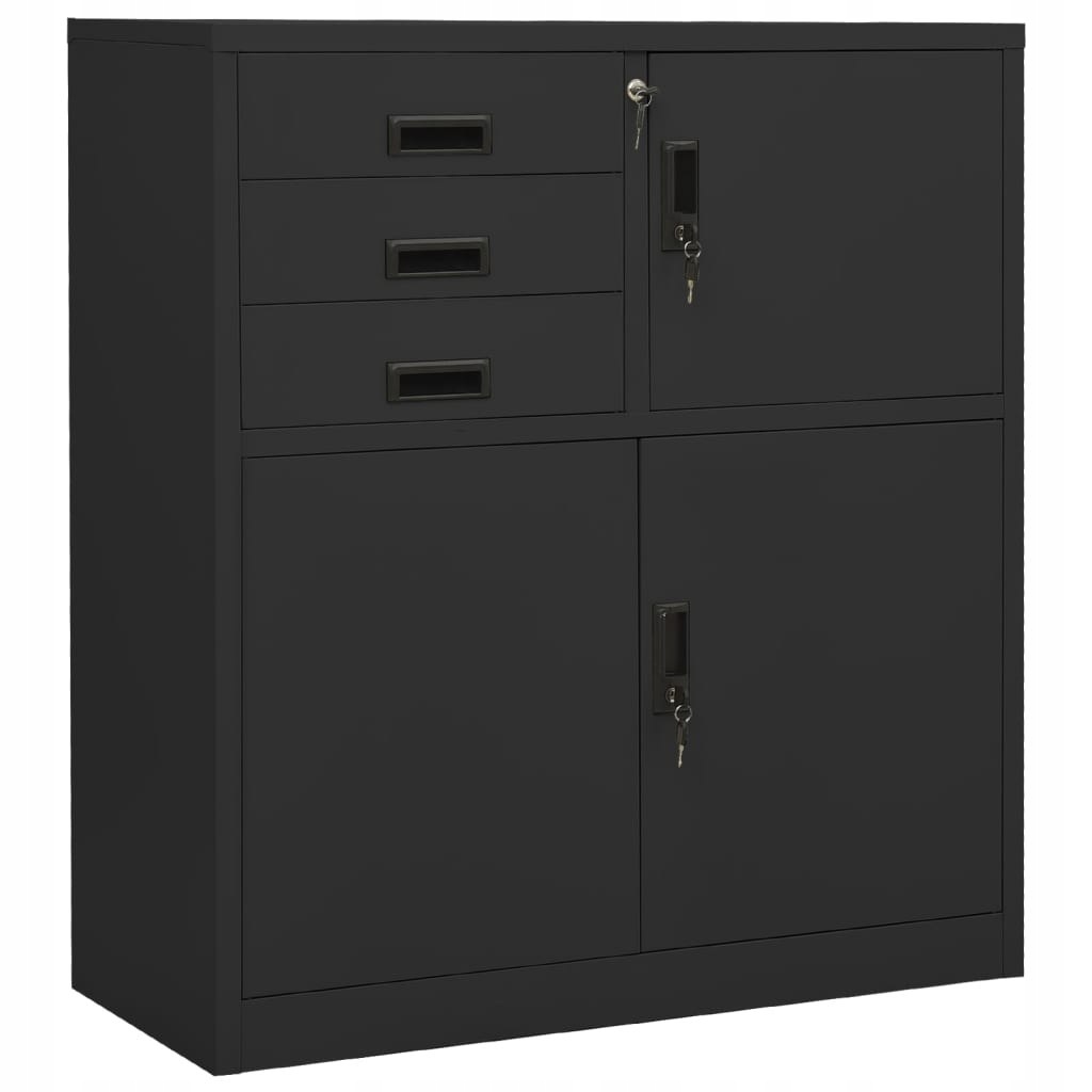 SZAFKA BIUROWA ANTRACYTOWA 90X40X102CM STALOWA