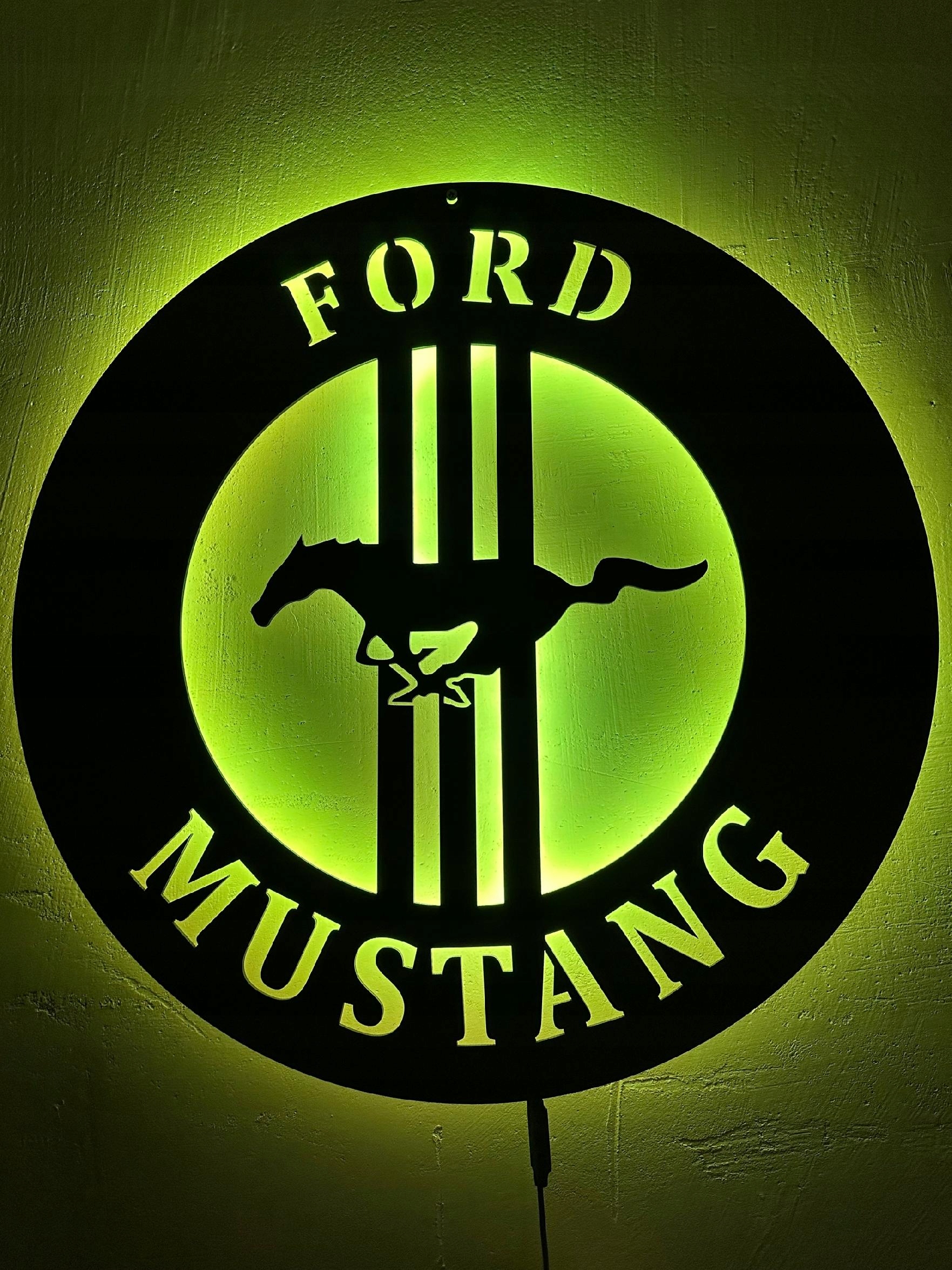 Logo Ford Mustang obraz dřevěná noční lampa Led
