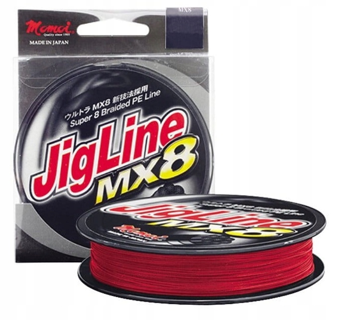 Porządna Japońska Plecionka Momoi JigLine MX8 0.12mm/150m Czerwona do Opadu