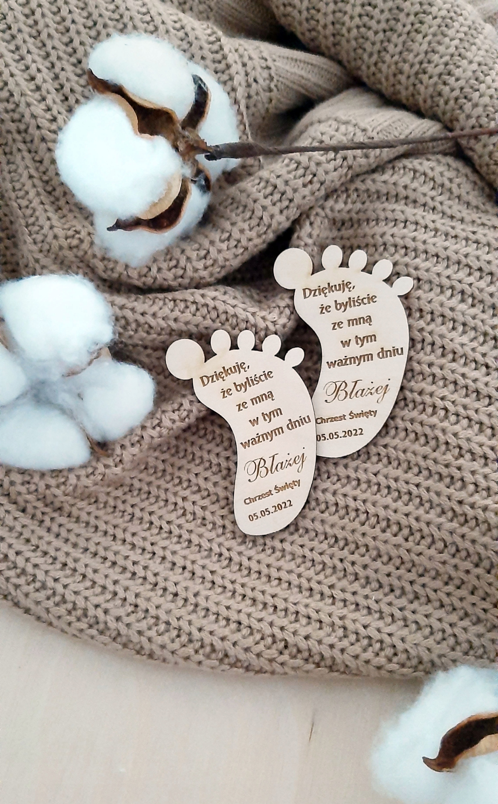 Podziękowanie, magnes, Chrzest Święty, stópki Rodzaj magnes