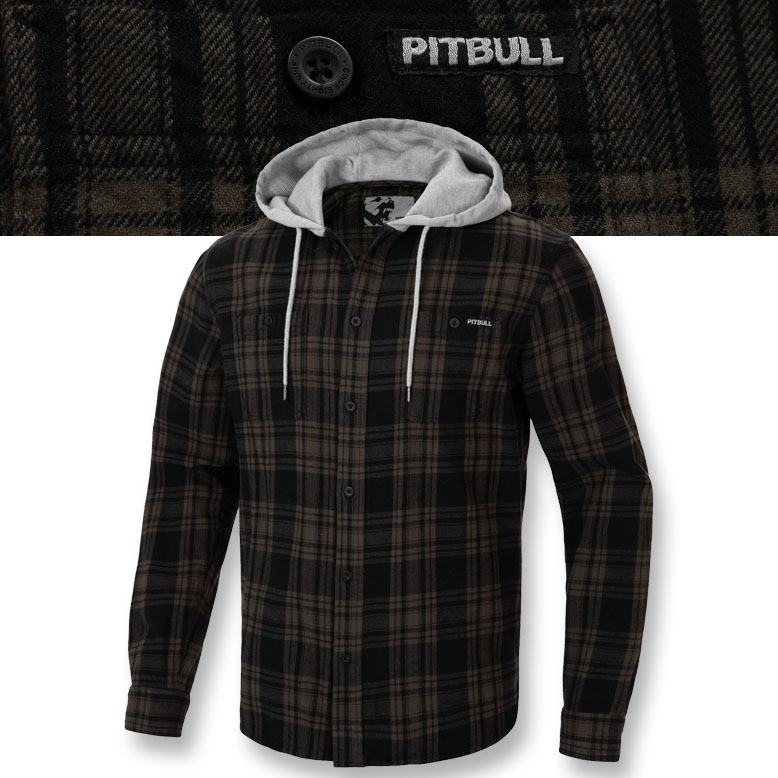 Pánská flanelová košile s kapucí Pitbull Woodson Košile s mřížkou Bavlna