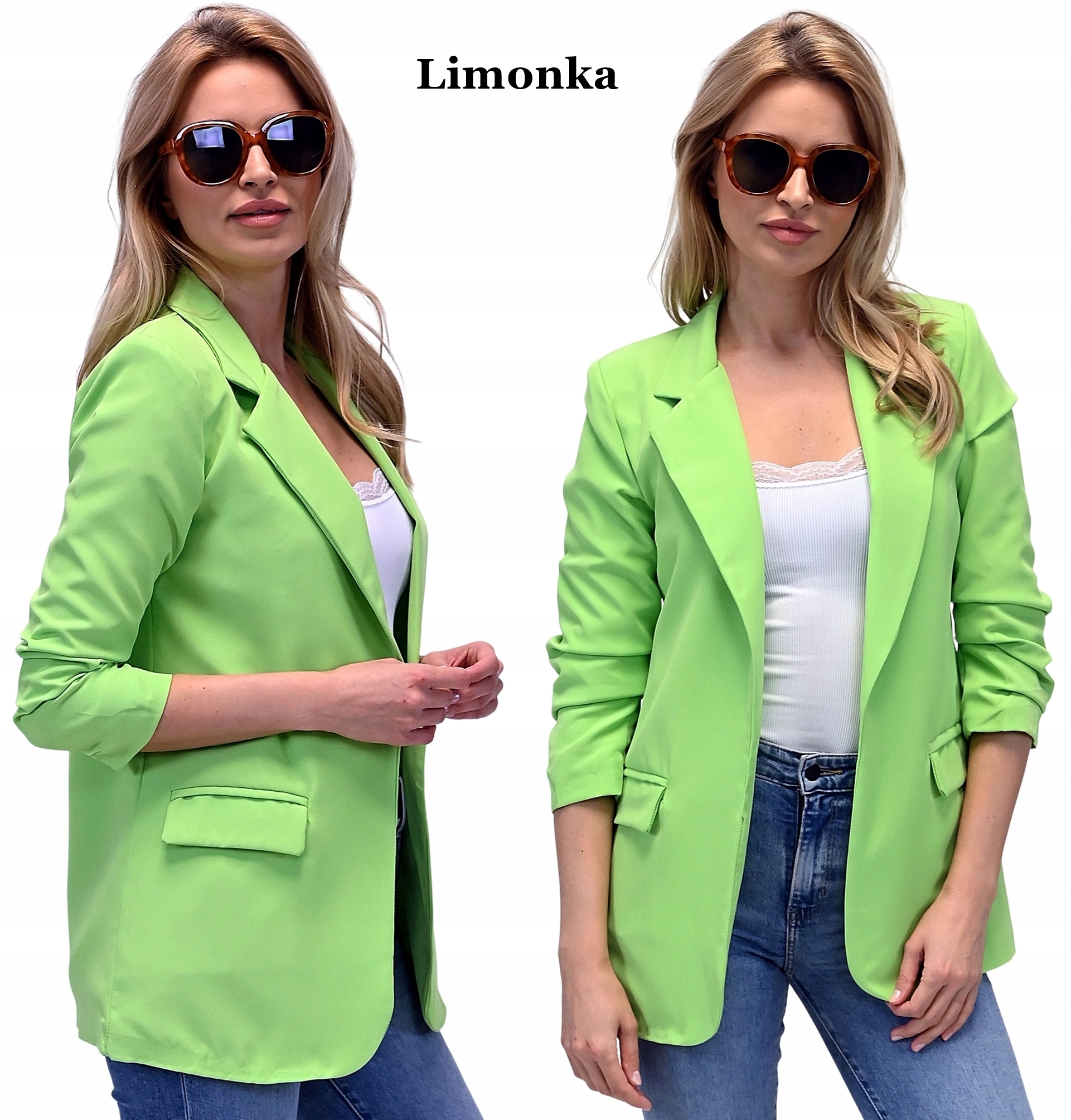 MARYNARKA damska Żakiet NARZUTKA Limonka - XL/42 Płeć kobieta