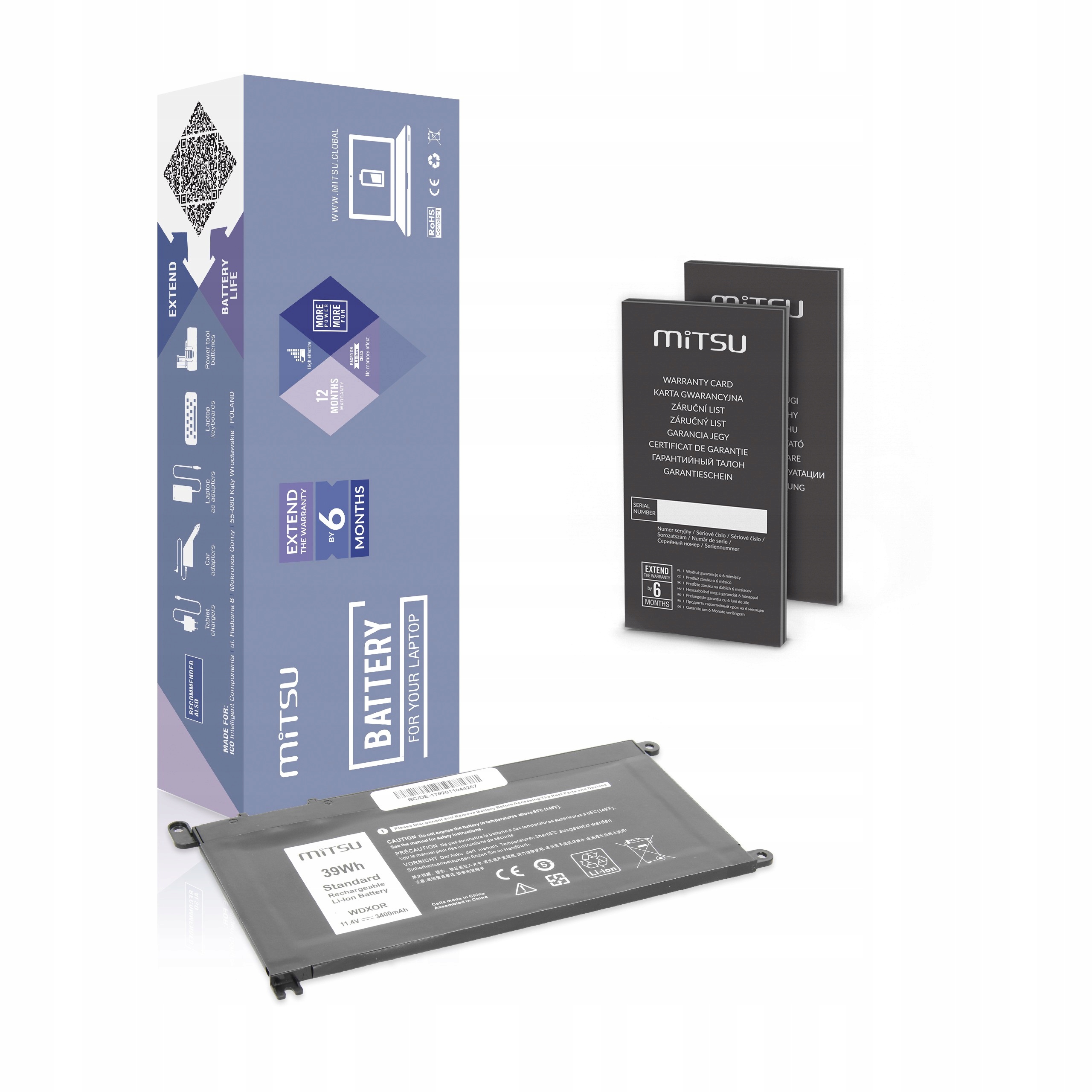 Baterie Mitsu pro Dell Vostro 14 (5468), Inspiron 15 (5568) 3100 mAh