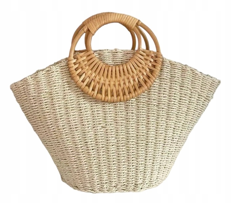 Torba torebka wiklinowa duża koszyk na ramię boho słomiana shoperka podróż