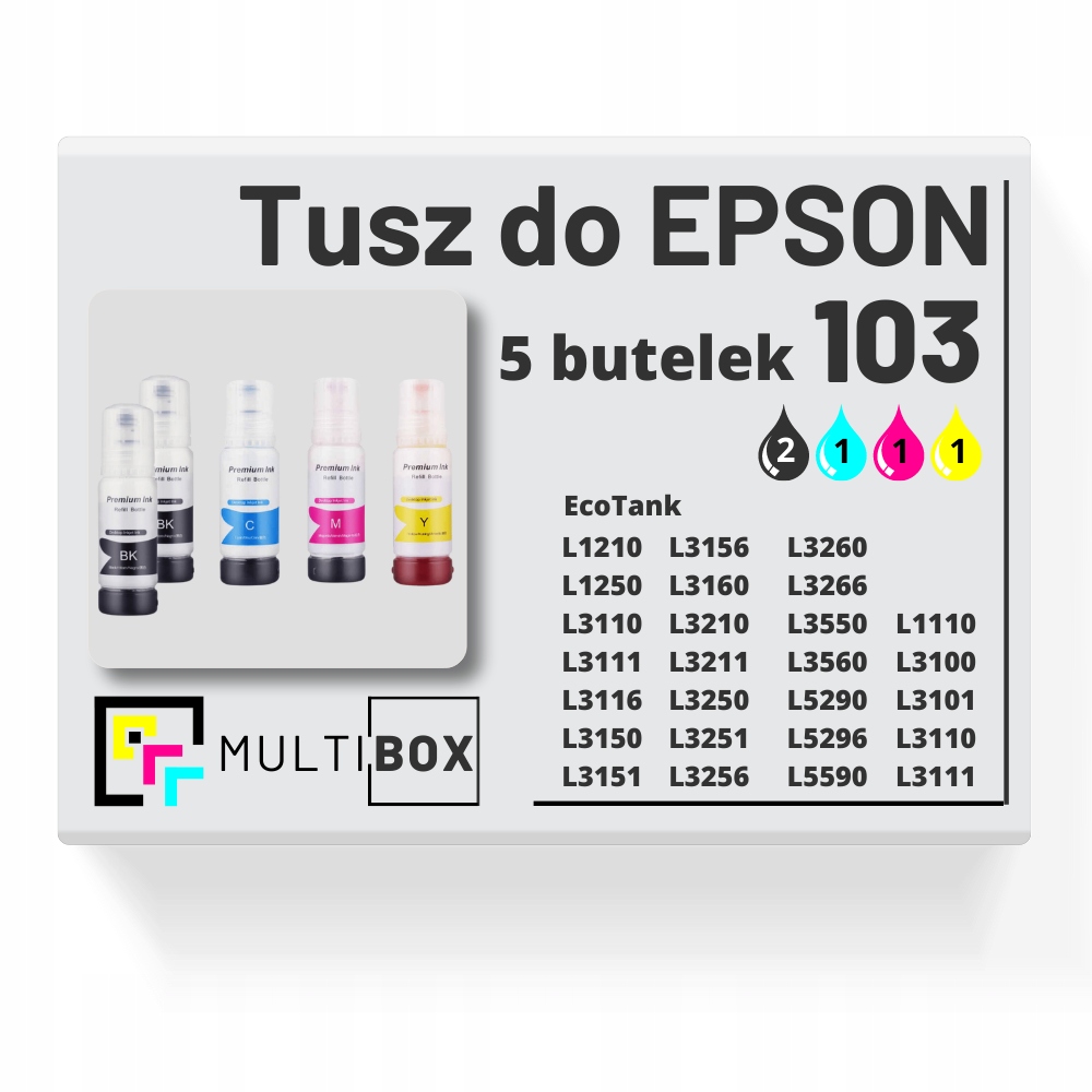 100% NEW 5-pak tusz 103 T00S6 do EPSON EcoTank L3251