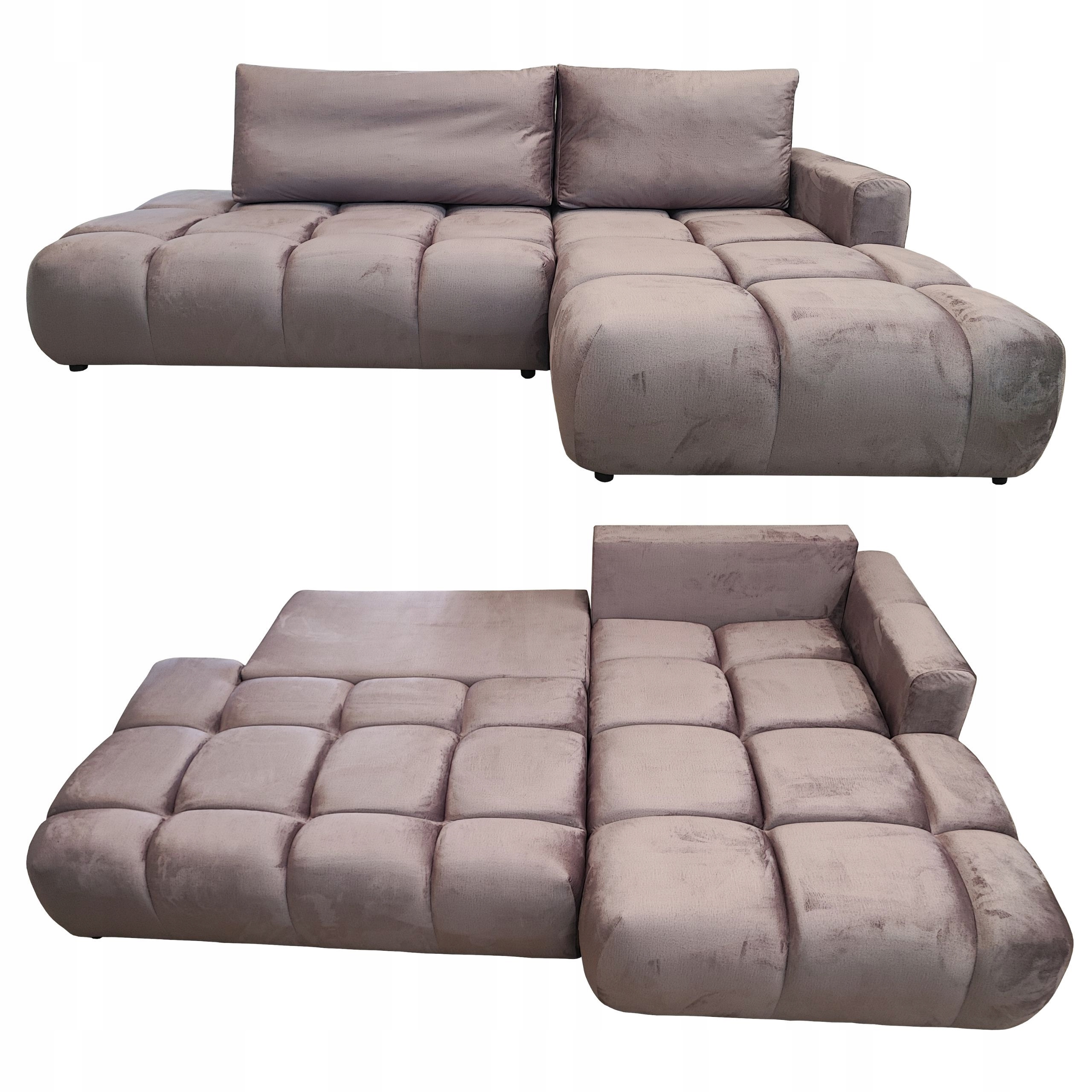 Prošívaný Rozkládací Rohová Sedací Souprava S Funkcí Spaní Soffi MO-62, Pravý Velur