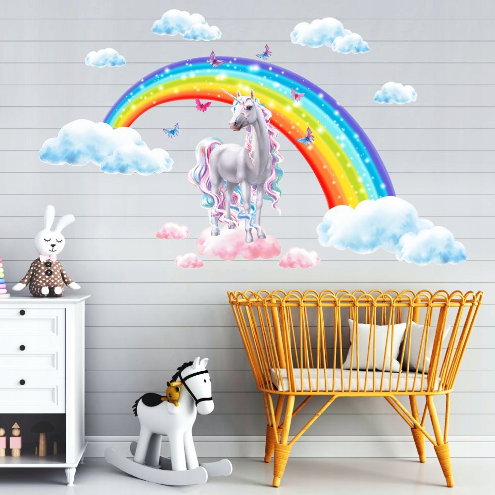 Naklejki na ścianę Jednorożec Tęcza Chmurki 130cm Marka inna