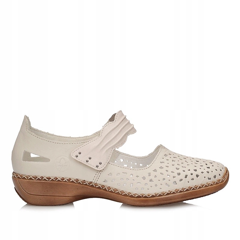 Dámské polobotky Rieker 41399-60 béžové s perforací na suchý zip kožené