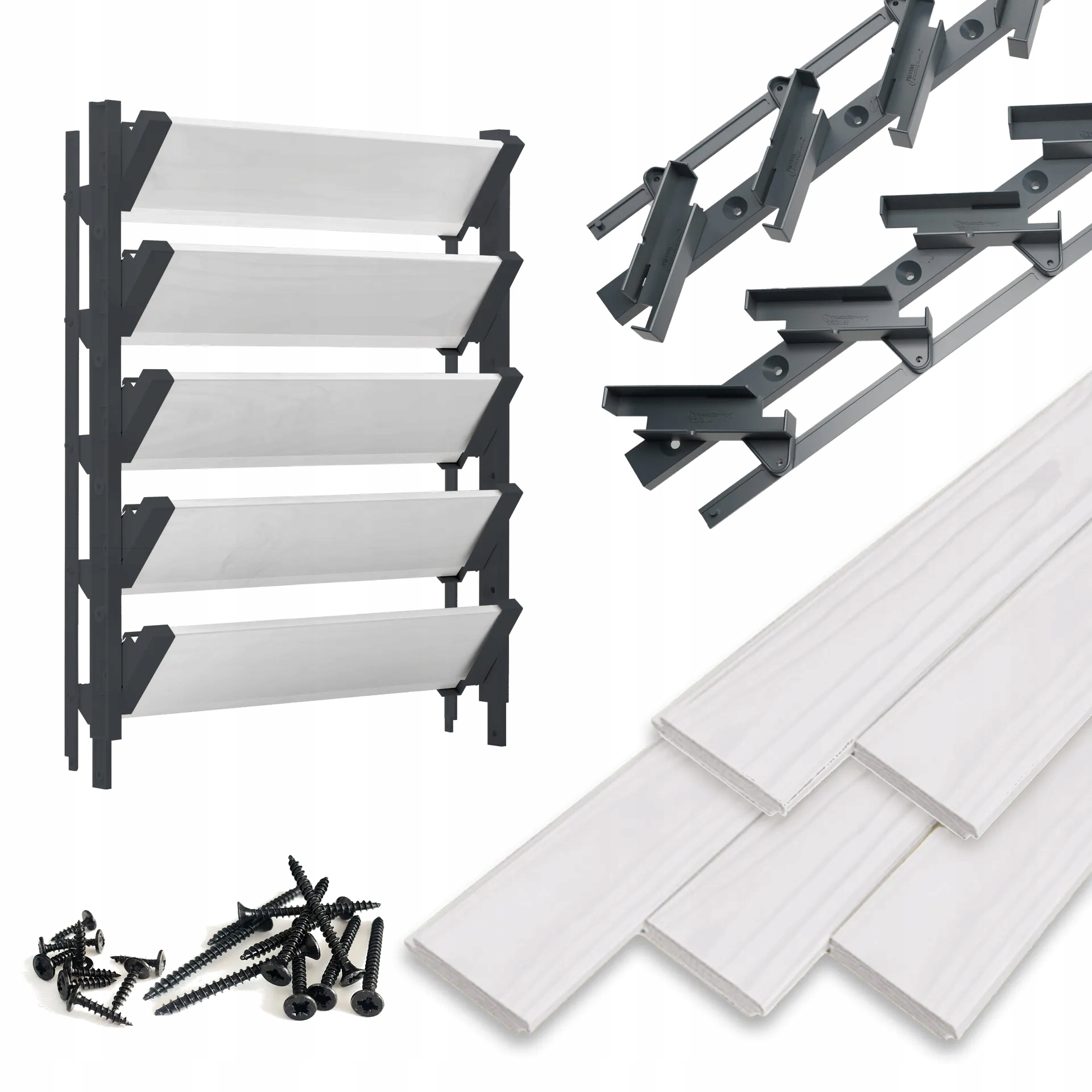 Pohyblivé dosky Biele 5 ks Shutters System Hdpe Terasové žalúzie Grafit