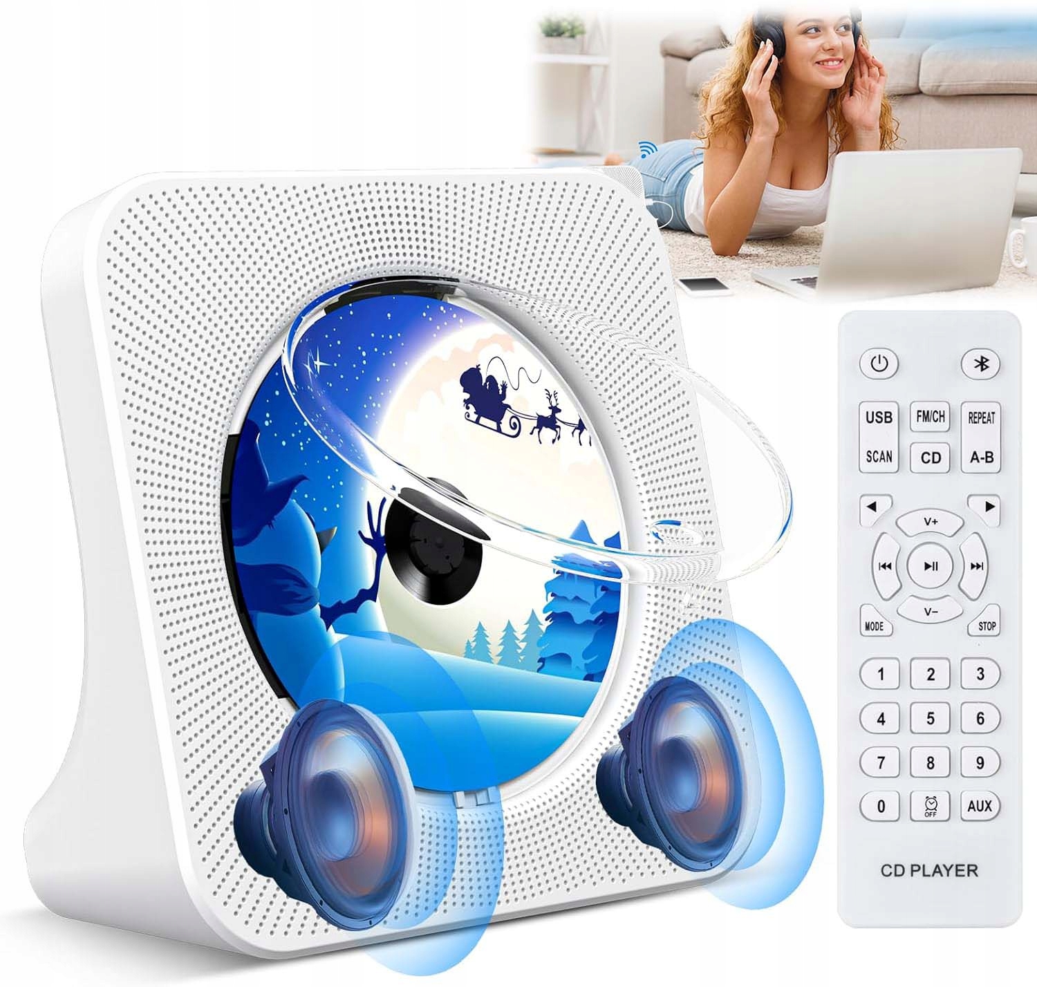 Přenosný Přehrávač CD Reproduktor Bluetooth Rádio Hifi Usb LCD S Usb Portem