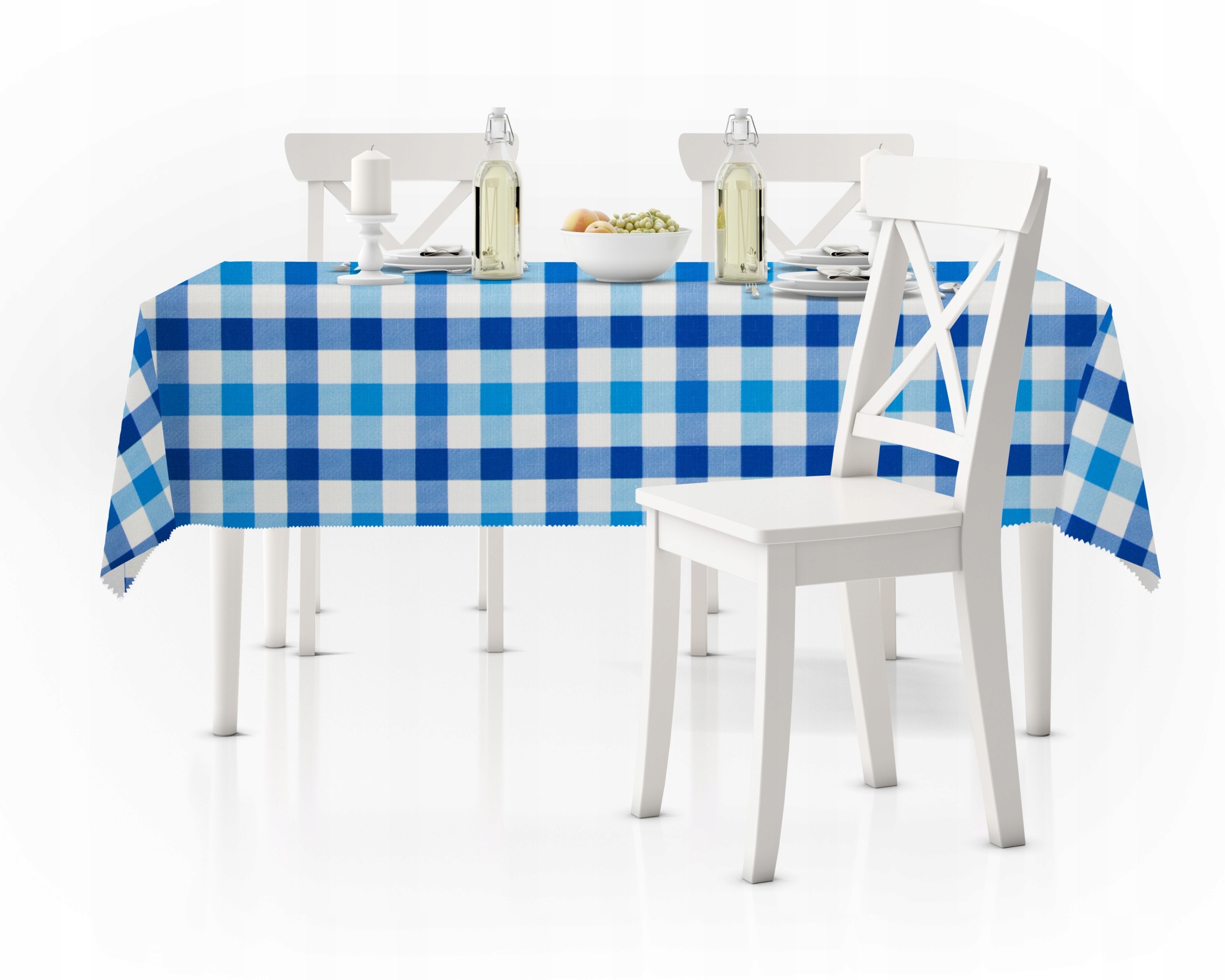 

Plamoodporny obrus 150x150 Kratka 3x3 niebieski